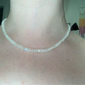 Opal and moonstone necklace with sapphire detail and sterling silver